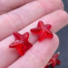 Бусина, морская звезда красная с переливом 14 мм