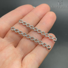 Бусина на 10 рядов, цвет серебро 4х44 мм