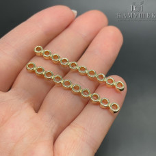 Бусина на 10 рядов, цвет золото 4х44 мм