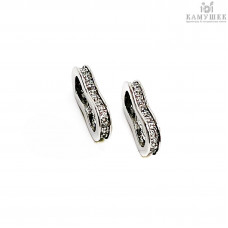 Бусина на 2 ряда цирконы, цвет серебро 12х6 мм