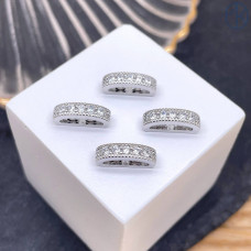 Бусина на 2 ряда цирконы, цвет серебро 14 мм 