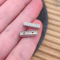 Бусина на 2 ряда, цвет серебро 12х4 мм 