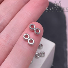 Бусина на 2 ряда, цвет серебро 5х8 мм 