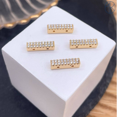 Бусина на 2 ряда, цвет золото 12х4 мм 