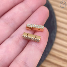 Бусина на 2 ряда, цвет золото 12х4 мм 