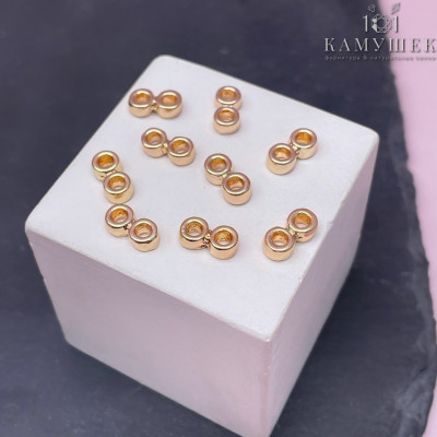 Бусина на 2 ряда, цвет золото 5х8 мм 