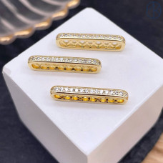 Бусина на 3 ряда цирконы, цвет золото 23х6 мм 