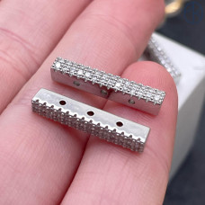 Бусина на 3 ряда, цвет серебро 12х3 мм CRAM317