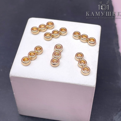 Бусина на 3 ряда, цвет золото 4х12 мм