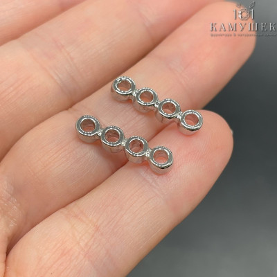 Бусина на 4 ряда, цвет серебро 4х17 мм