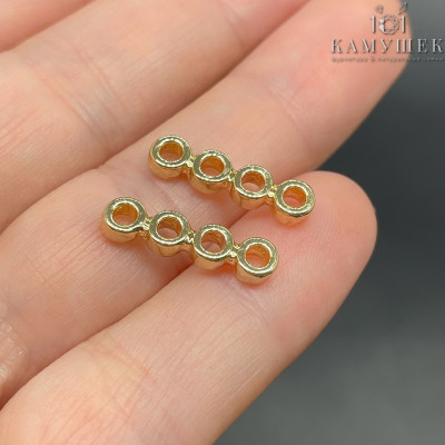 Бусина на 4 ряда, цвет золото 4х17 мм