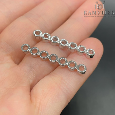 Бусина на 7 рядов, цвет серебро 4х30 мм