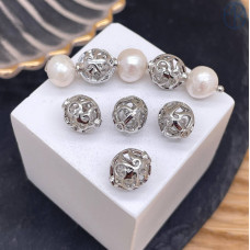 Бусина национальная №1, цвет серебро 10 мм