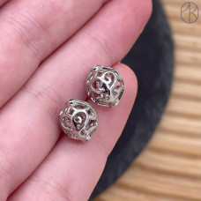 Бусина национальная №1, цвет серебро 10 мм