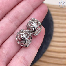 Бусина национальная №1, цвет серебро 14 мм