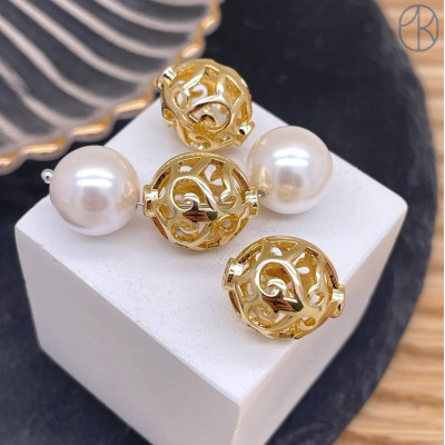 Бусина национальная №1, цвет золото 14 мм