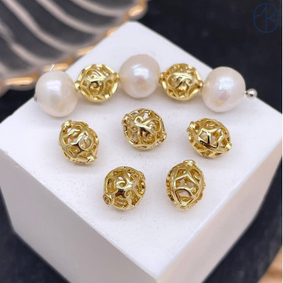 Бусина национальная №1, цвет золото 8 мм