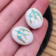 Бусина национальная эмаль №1, цвет золото 18 мм