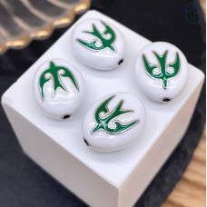 Бусина национальная эмаль №2, цвет серебро 18 мм