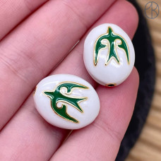 Бусина национальная эмаль №2, цвет золото 18 мм