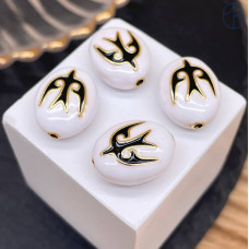 Бусина национальная эмаль №3, цвет золото 18 мм