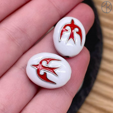 Бусина национальная эмаль, цвет серебро 18 мм