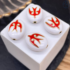 Бусина национальная эмаль, цвет золото 18 мм