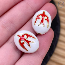 Бусина национальная эмаль, цвет золото 18 мм