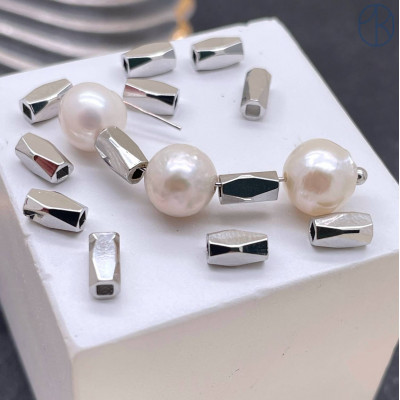 Бусина огранка, цвет серебро 3х6 мм 