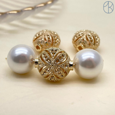 Бусина овал, цвет золото 13х15 