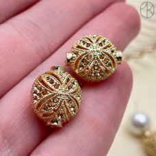 Бусина овал, цвет золото 13х15 