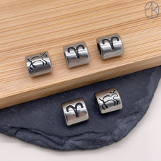 Бусина Овен сталь, цвет серебро 9 мм