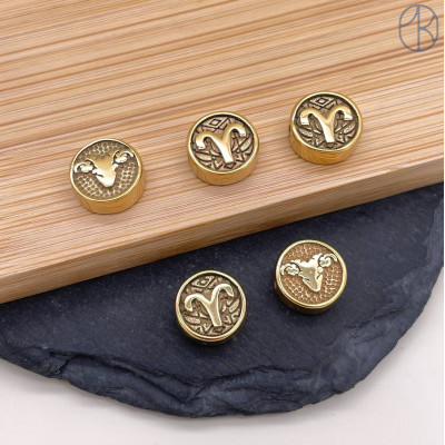 Бусина Овен сталь, цвет золото 10 мм