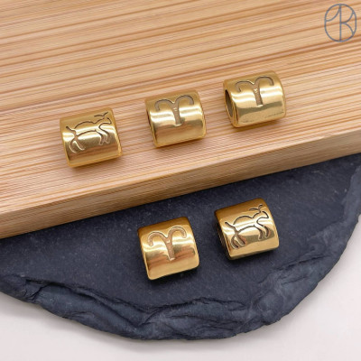 Бусина Овен сталь, цвет золото 9 мм