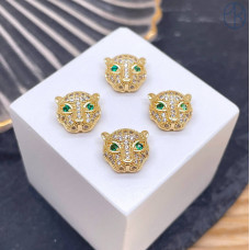 Бусина пантера белые цирконы, цвет золото 11х11 мм