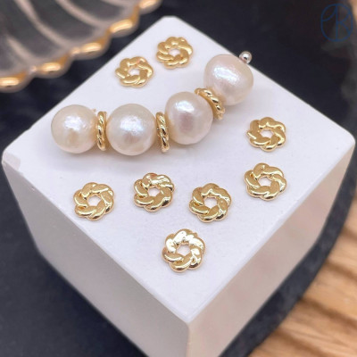 Бусина плетеная, цвет золото 6х1 мм 