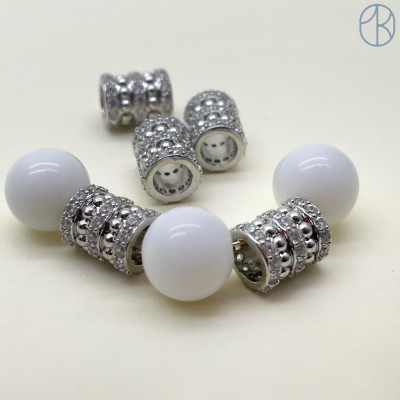  Бусина призма цирконы, цвет серебро 8 мм