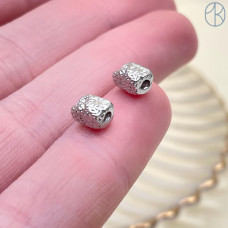 Бусина прямоугольник фриформ, цвет серебро 6х5 мм