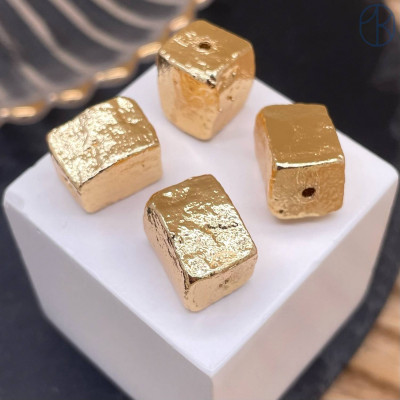 Бусина прямоугольник фриформ, цвет золото 10х14 мм