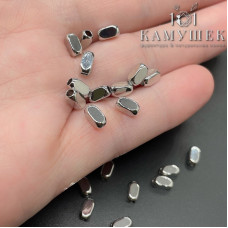 Бусина прямоугольник закругленный, цвет серебро 6х3 мм