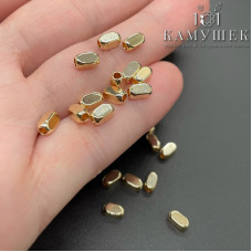 Бусина прямоугольник закругленный, цвет золото 6х3 мм