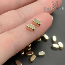 Бусина прямоугольник закругленный, цвет золото 6х3 мм