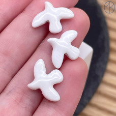 Бусина птица, цвет белый 17 мм