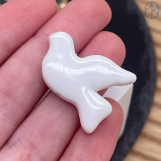 Бусина птица, цвет белый 20 мм