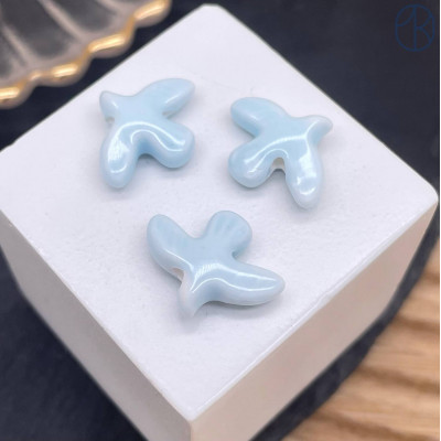 Бусина птица, цвет голубой 17 мм