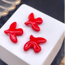 Бусина птица, цвет красный 17 мм