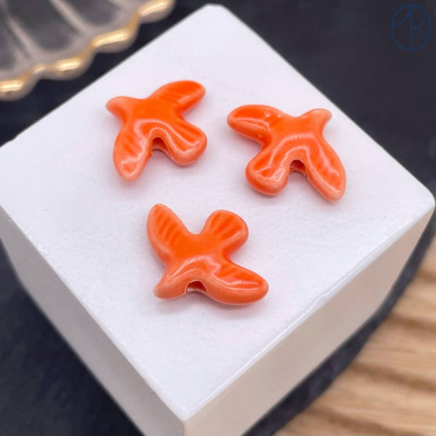 Бусина птица, цвет оранжевый 17 мм