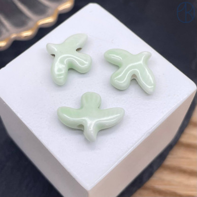 Бусина птица, цвет салатовый 17 мм