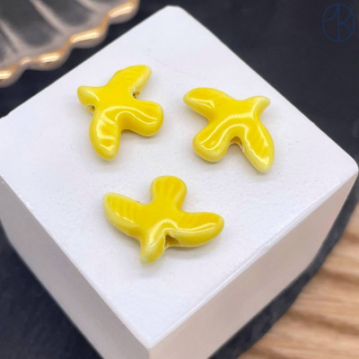 Бусина птица, цвет желтый 17 мм