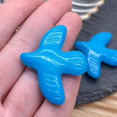 Бусина, птица голубая 32х42 мм